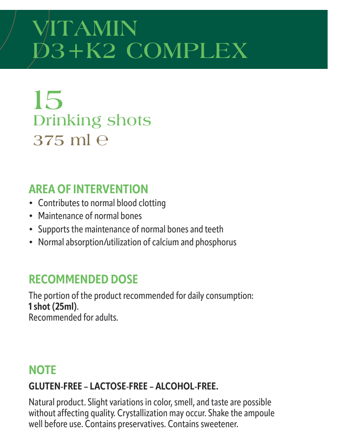 NaturWelle Vitamin D3 + K2 Complex Drink-Shots – Verpackungsansicht mit Produktinformationen.