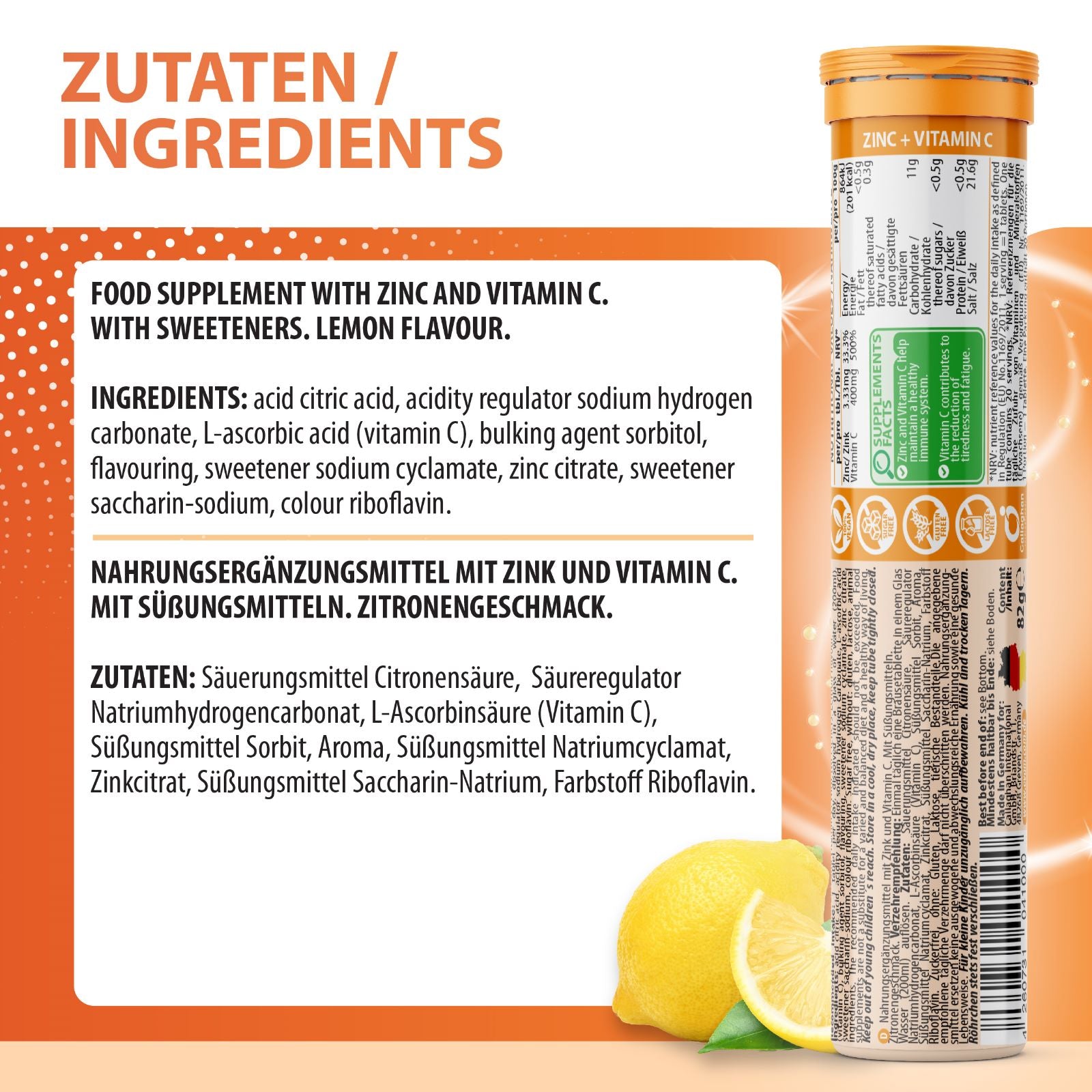Zink + Vitamin C Brausetabletten