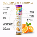 EVÄM Multivitamin + Mineralien Brausetabletten – 12in1 aus Vitaminen & Mineralstoffen