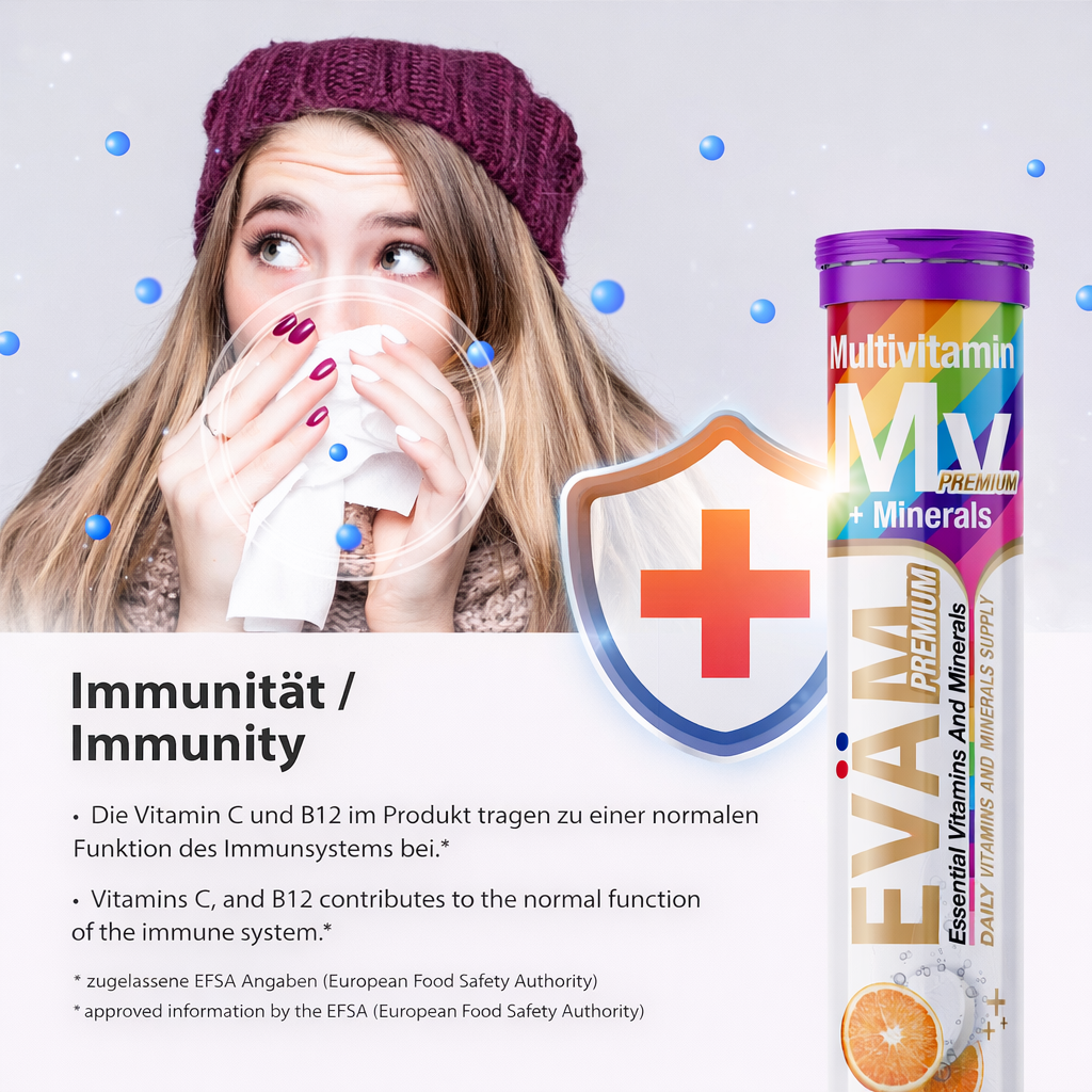 EVÄM Multivitamin + Mineralien Brausetabletten – 12in1 aus Vitaminen & Mineralstoffen