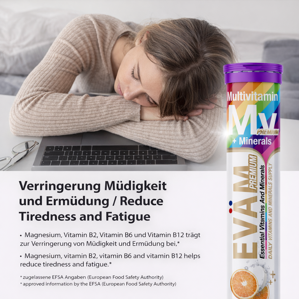 EVÄM Multivitamin + Mineralien Brausetabletten – 12in1 aus Vitaminen & Mineralstoffen