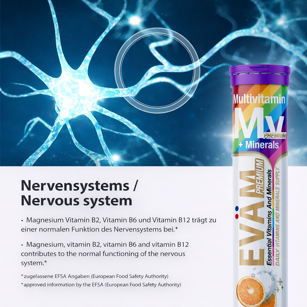 EVÄM Multivitamin + Mineralien Brausetabletten – 12in1 aus Vitaminen & Mineralstoffen