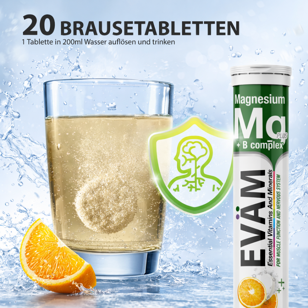 Magnesium + B-Komplex Brausetabletten, EVÄM