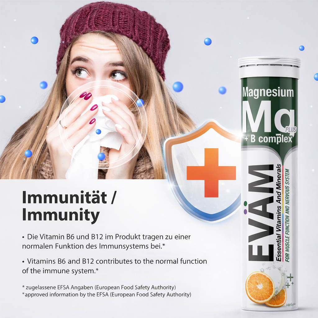 Magnesium + B-Komplex Brausetabletten, EVÄM