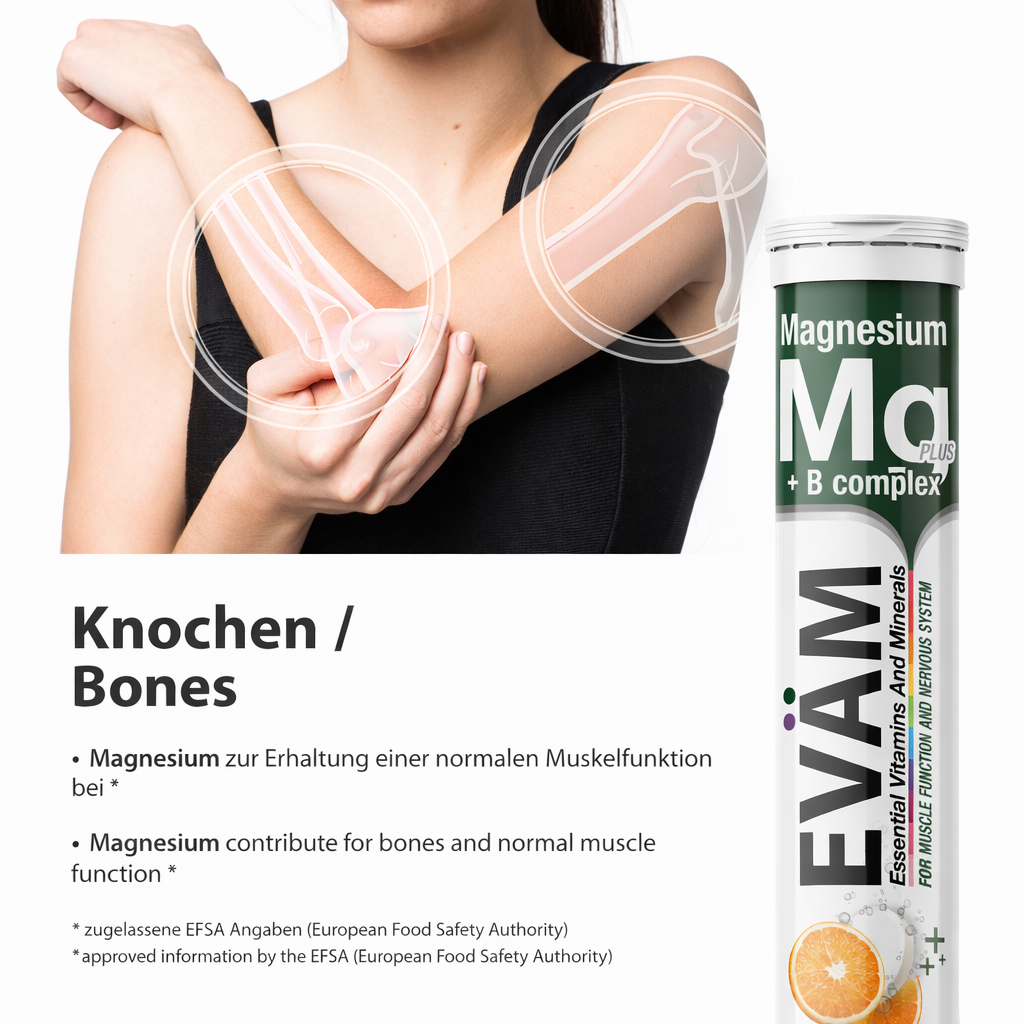Magnesium + B-Komplex Brausetabletten, EVÄM