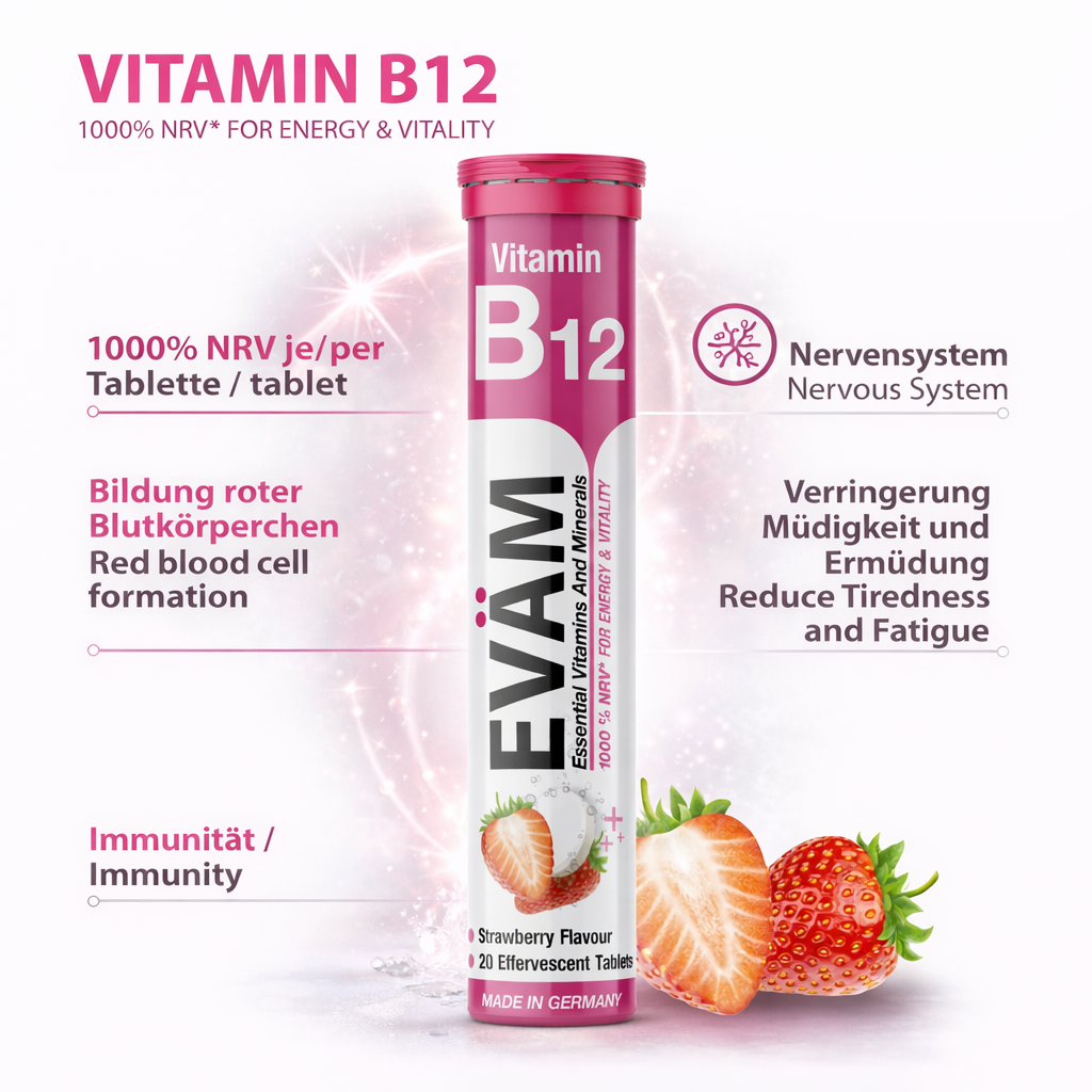 Vitamin B12 Brausetabletten 1000% hochdosiert Vegan