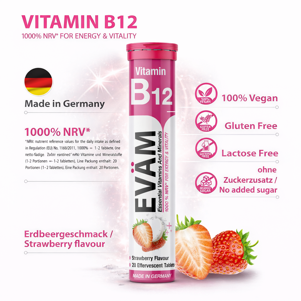 Vitamin B12 Brausetabletten 1000% hochdosiert Vegan