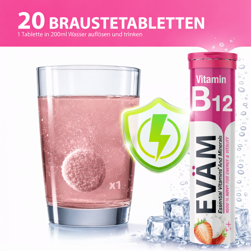 Vitamin B12 Brausetabletten 1000% hochdosiert Vegan