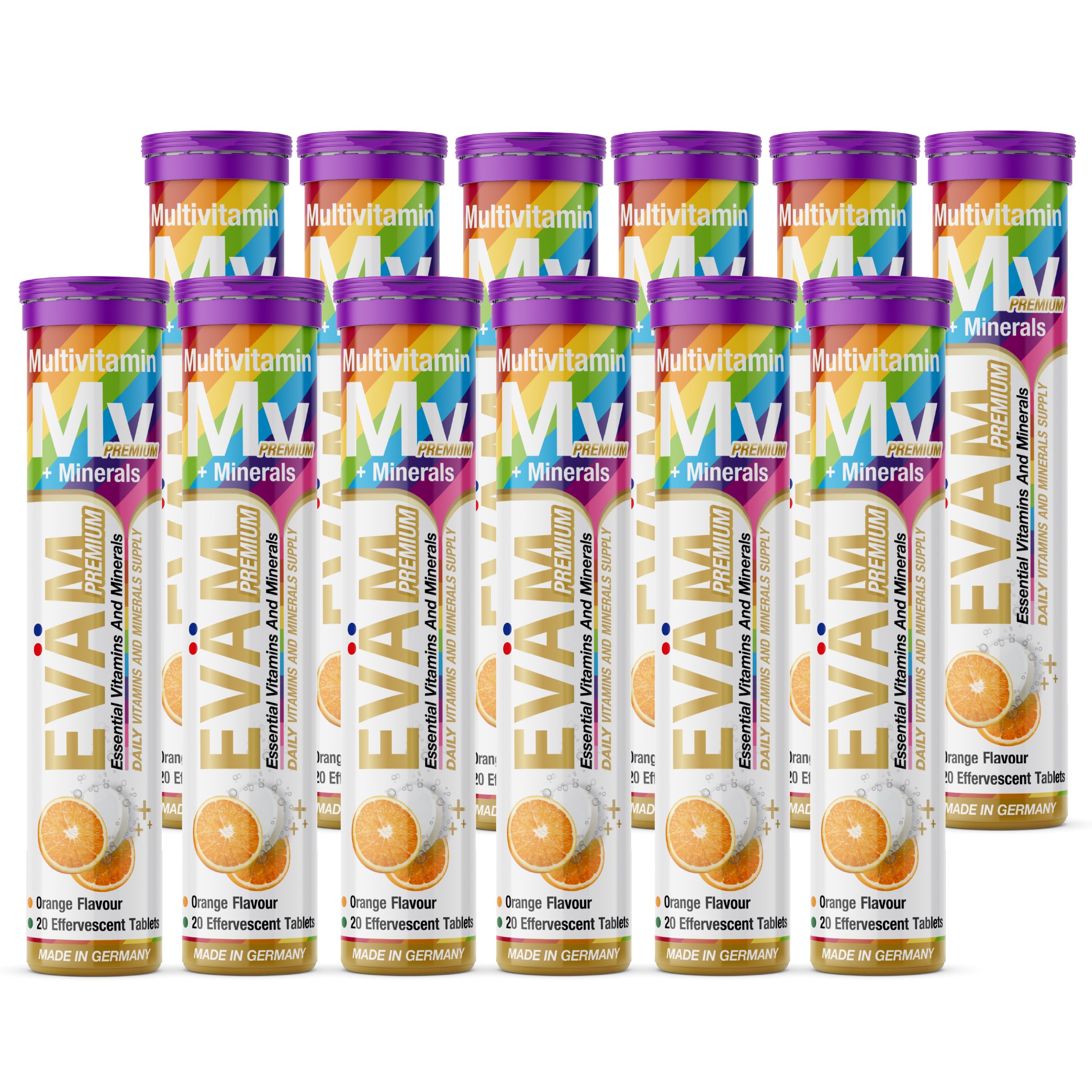 EVÄM Multivitamin + Mineralien Brausetabletten – 12in1 aus Vitaminen & Mineralstoffen