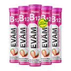 EVÄM Vitamin B12 Brausetabletten 5x Vorratspack mit Erdbeergeschmack, 100% vegan, Made in Germany