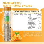 Nutritional values infographic for EVÄM Zinc 10 mg tablets showing 10 mg zinc per tablet and 100 percent NRV.
