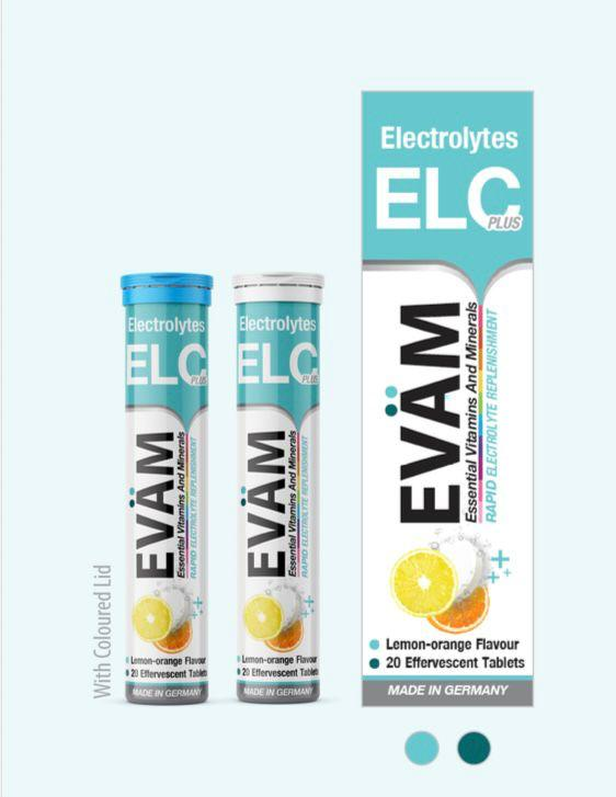 EVÄM ELC Plus Brausetabletten-Tuben mit Lemon-Orange-Geschmack, 20 Brausetabletten je Tube
