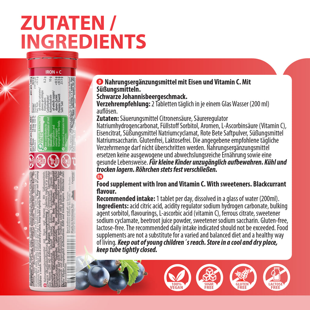 Eisen + Vitamin C Brausetabletten