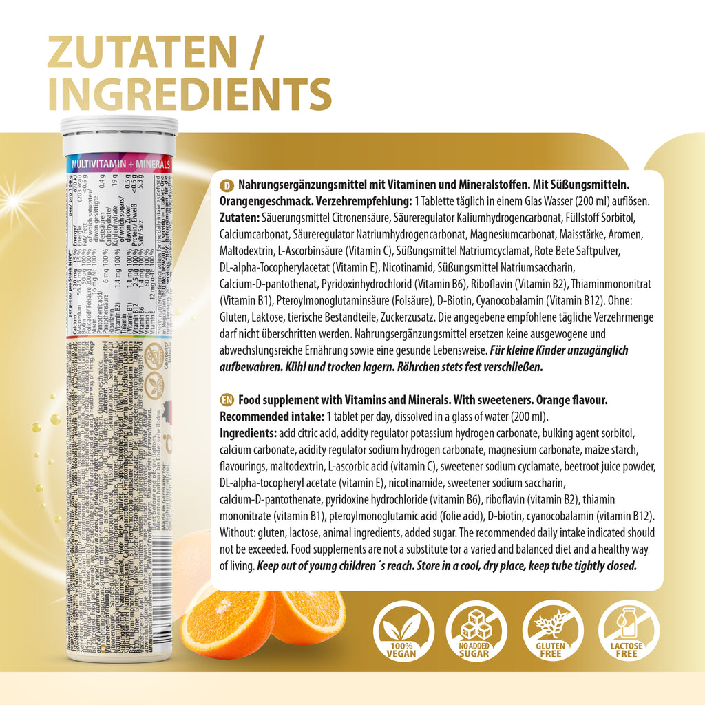 EVÄM Multivitamin + Mineralien Brausetabletten – 12in1 aus Vitaminen & Mineralstoffen