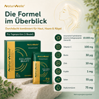 NaturWelle Collagen Beauty Inhaltsstoffe pro Tagesportion mit VERISOL® Kollagenpeptiden, Vitamin C, Biotin, Zink, Kupfer, Selen und Hyaluronsäure