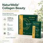 NaturWelle Collagen Beauty mit 10.000 mg VERISOL® Kollagenpeptiden, Hyaluronsäure, Vitamin C, Biotin, Zink, Kupfer und Selen für Haut, Haare und Nägel