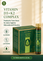 NaturWelle Vitamin D3+K2 Complex als praktische Trink-Shots für die tägliche Mikronährstoff-Routine, 15 Trink-Shots à 25 ml, glutenfrei, laktosefrei und alkoholfrei.