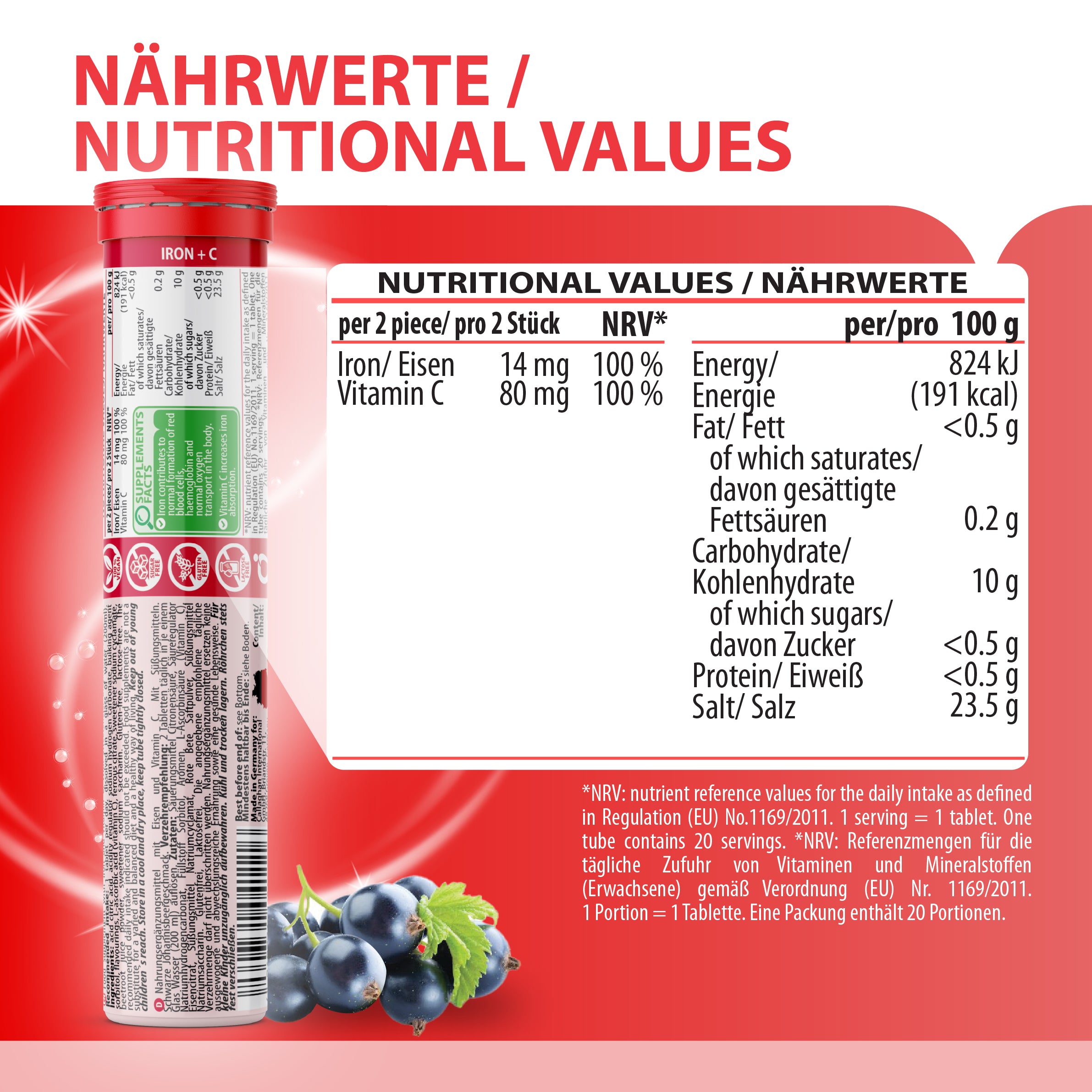 Eisen + Vitamin C Brausetabletten