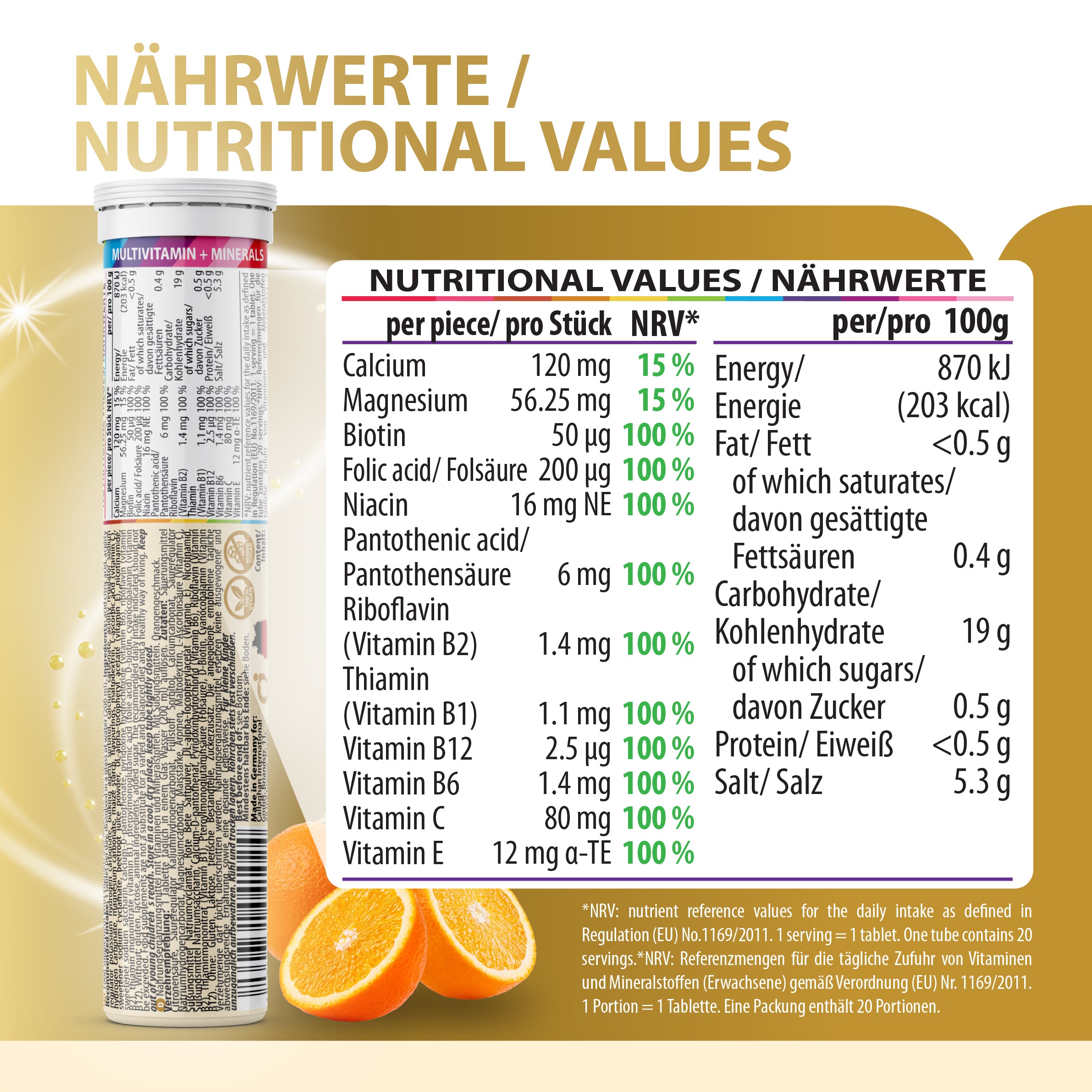 EVÄM Multivitamin + Mineralien Brausetabletten – 12in1 aus Vitaminen & Mineralstoffen