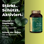 NaturWelle Rosehip + Vitamin C Kapseln – Produktdarstellung mit Verpackung.