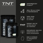 TNT Creatine Monohydrate – Merkmale: Creapure®, vegan, Made in Germany, regelmäßige Analysen