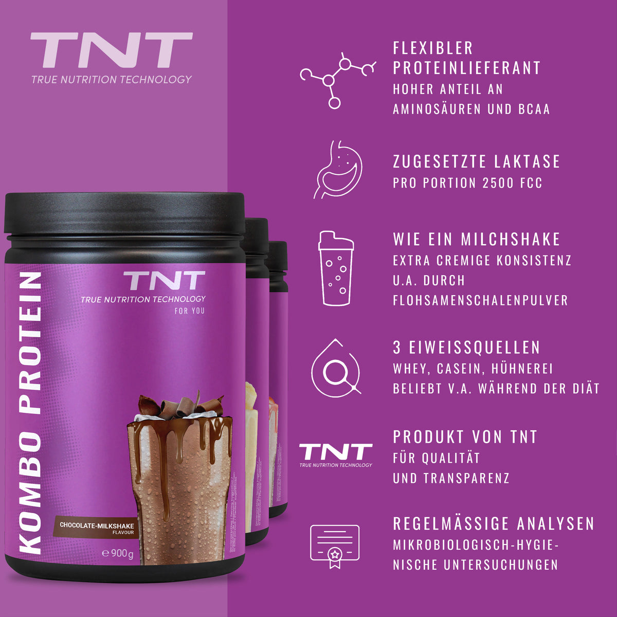 TNT Kombo Protein 900 g – Mehrkomponenten-Protein aus Whey, Casein und Ei