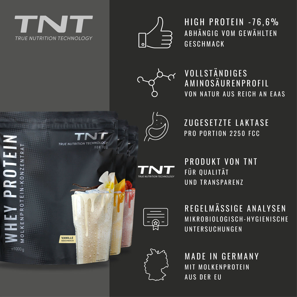 TNT Whey Protein Konzentrat 1000 g – cremiger Whey-Shake